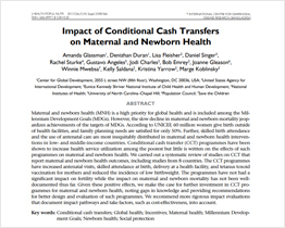 Impact of Conditional Cash Transfer